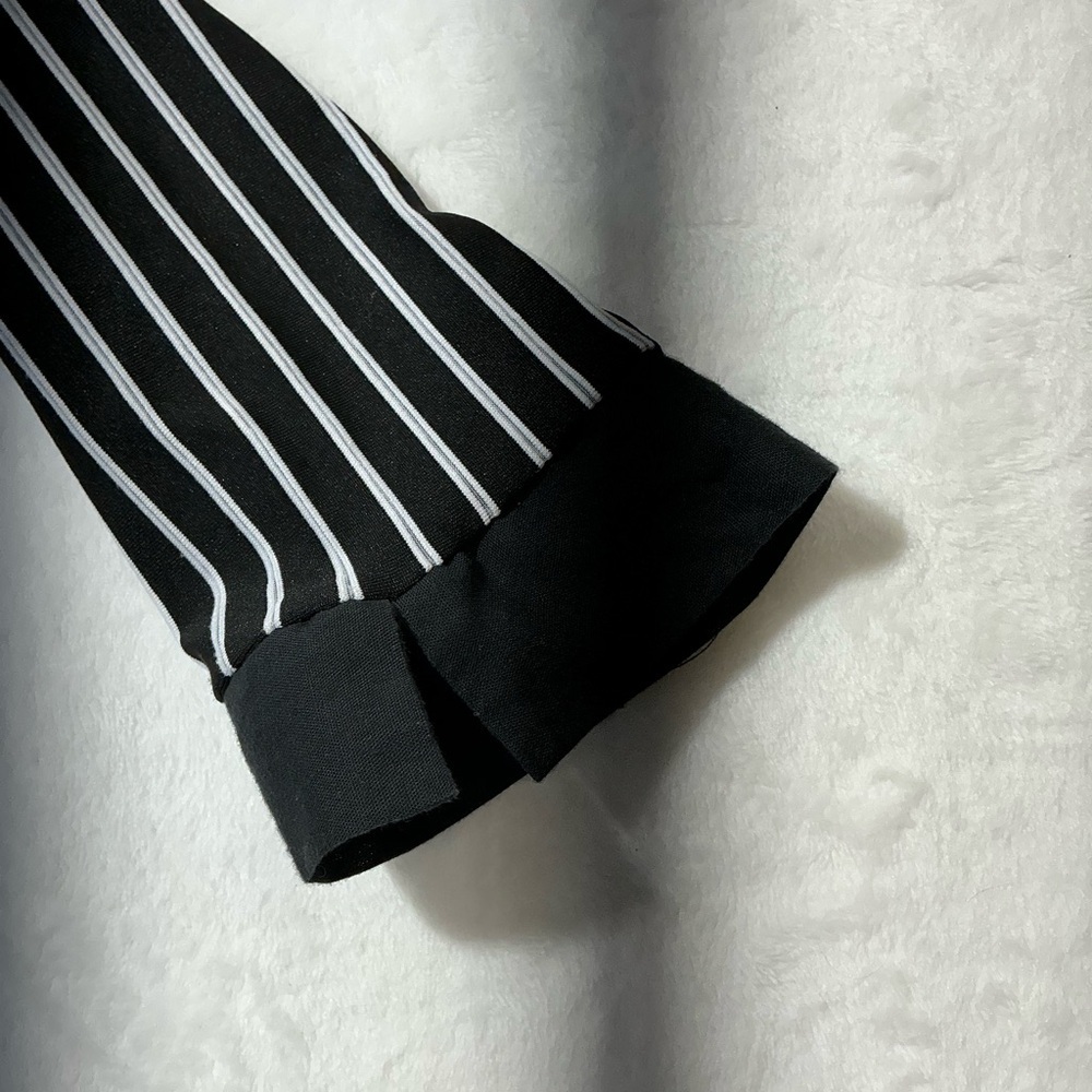 Anxiety Cafe Stylish Black Top with White Stripes - Picture 3 of 6